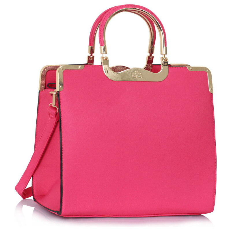 LS fashion LS dámská kabelka se zlatými úchyty 260A růžová