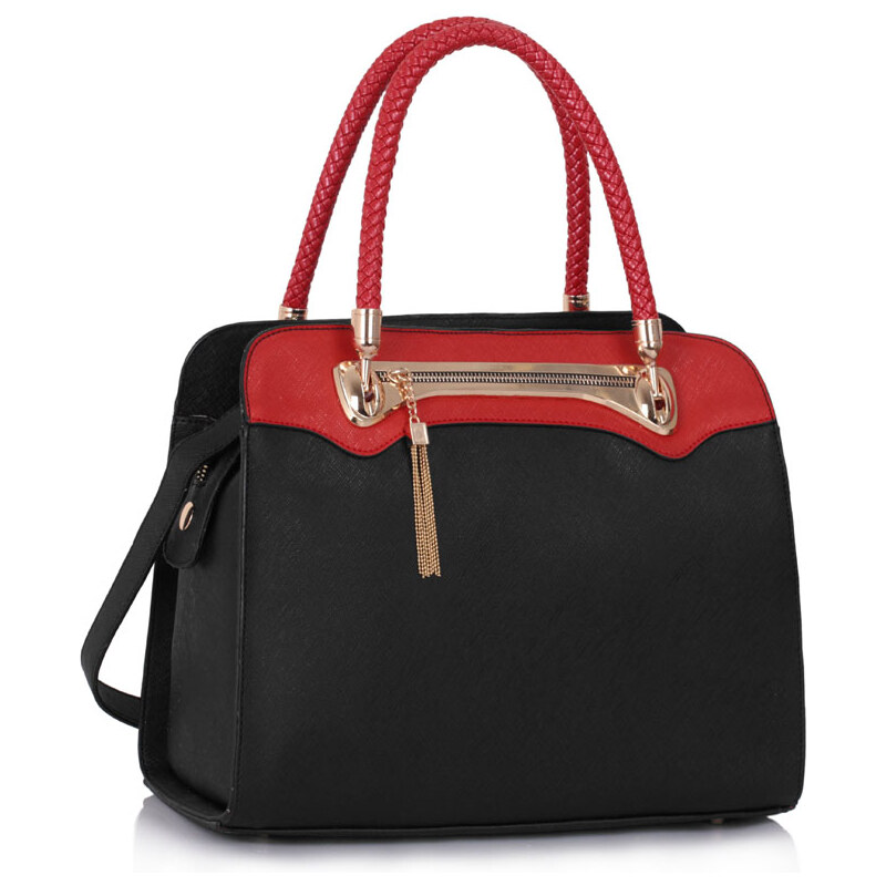 LS fashion LS dámská kabelka 247B se zipem černo-červená