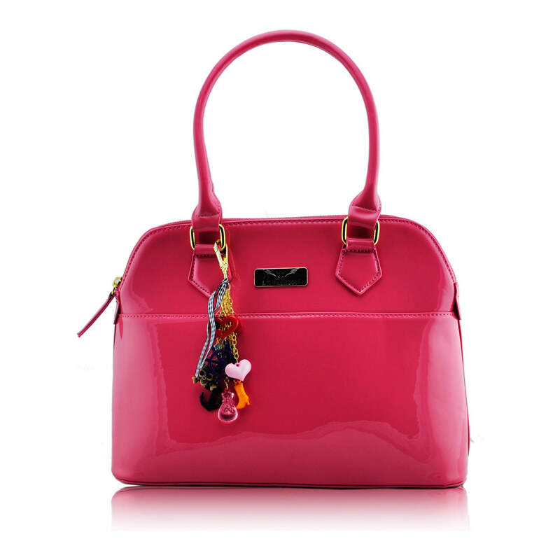 LS fashion LS dámská kabelka lakovaná 6001 růžová
