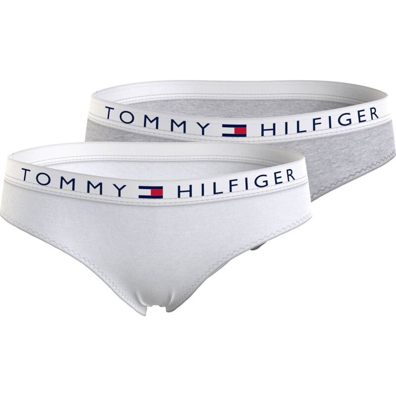 Dívčí kalhotky 2-PACK TH ORIGINAL LOGO WAISTBAND BRIEFS UG0UG003820UD šedá/bílá - Tommy Hilfiger