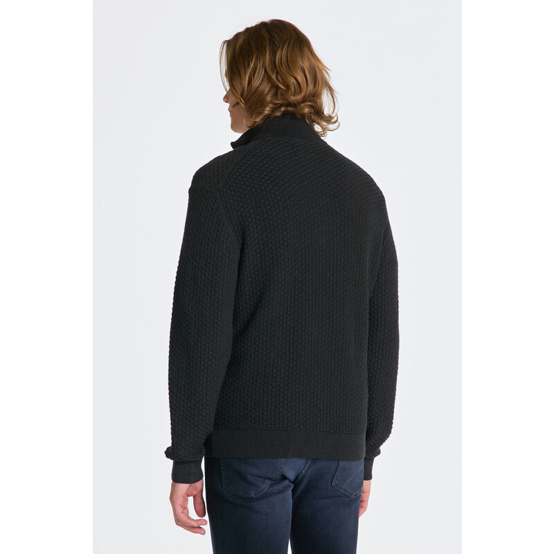 SVETR GANT COTTON TEXTURE HALFZIP šedá S