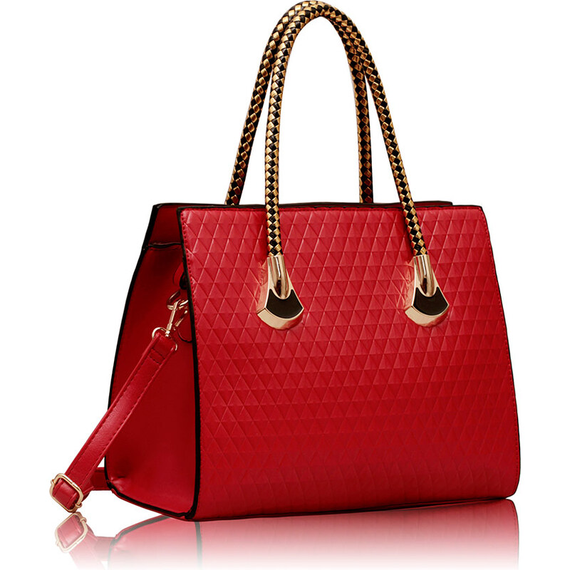 LS fashion LS dámská kabelka se zlatými držadly 113 červená
