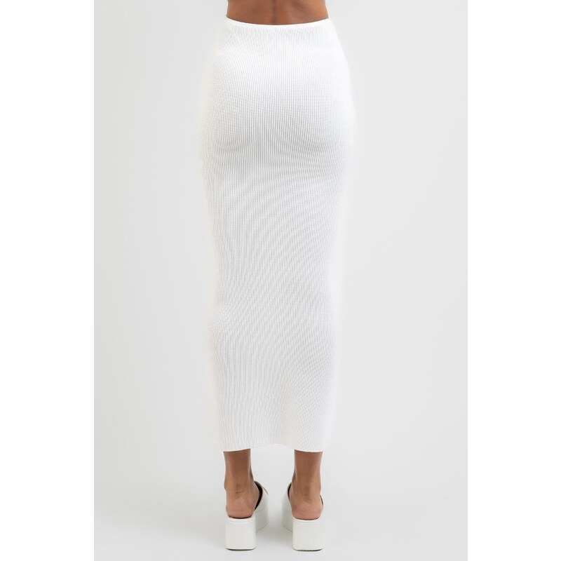 Madmext White Basic Long Knitwear Skirt