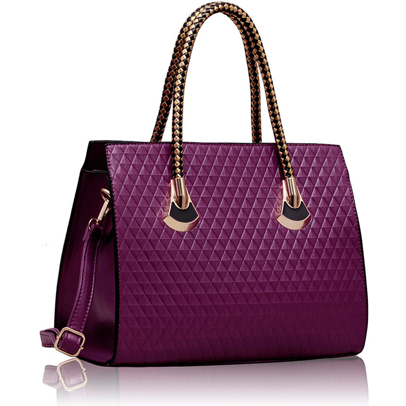 LS fashion LS dámská kabelka se zlatými držadly 113 fialová