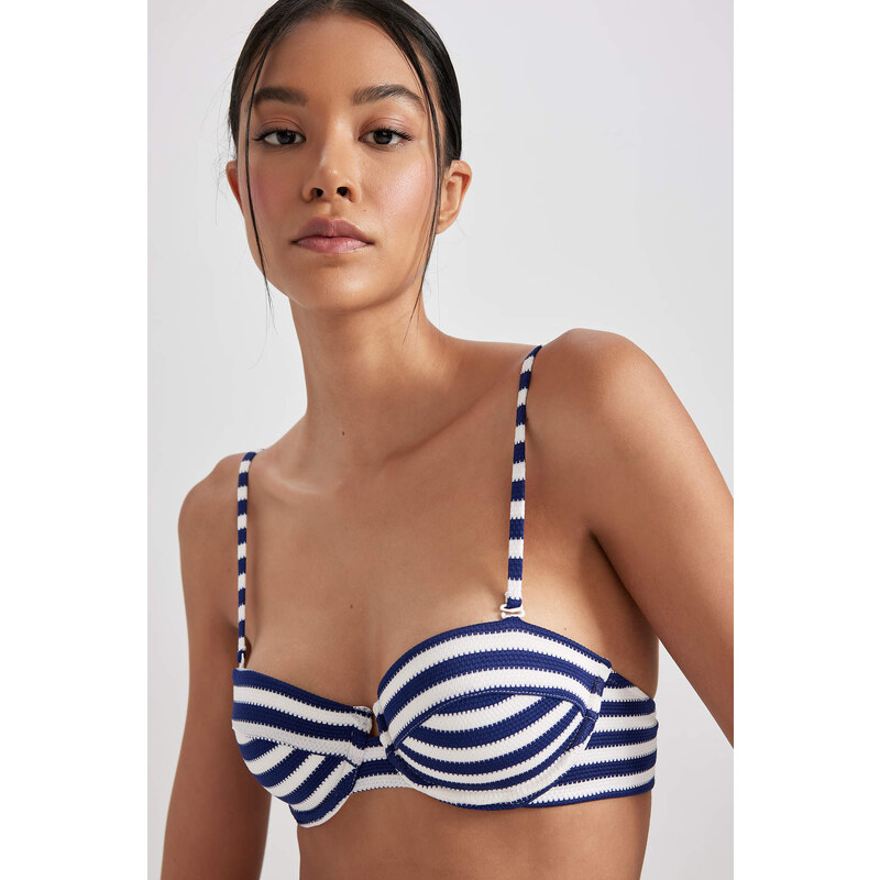 DEFACTO Regular Fit Striped Bikini Top