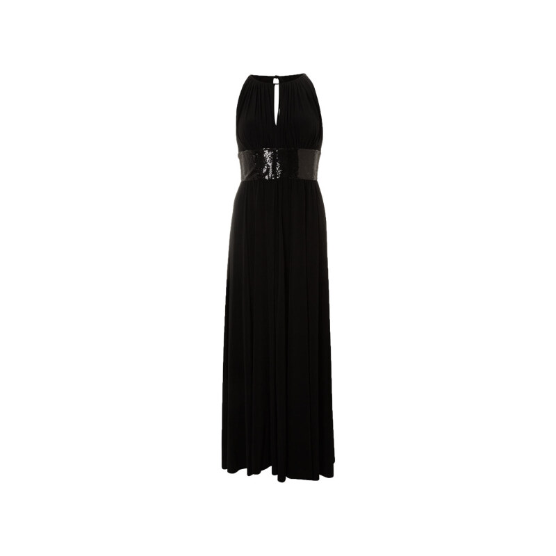 Černé dlouhé šaty s flitrovým pasem LA FEMME