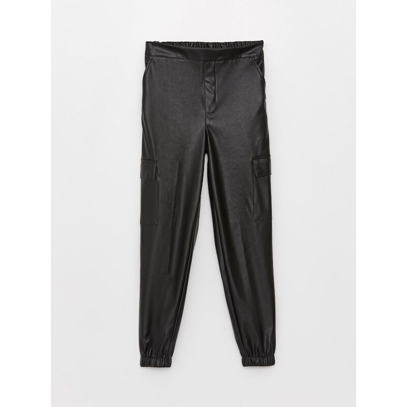 LC Waikiki Girls' Elastic Waist Leather Look Jogger Pants