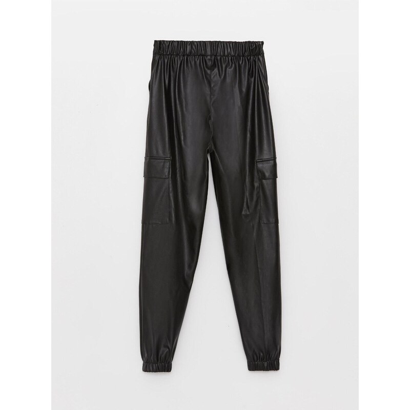 LC Waikiki Girls' Elastic Waist Leather Look Jogger Pants