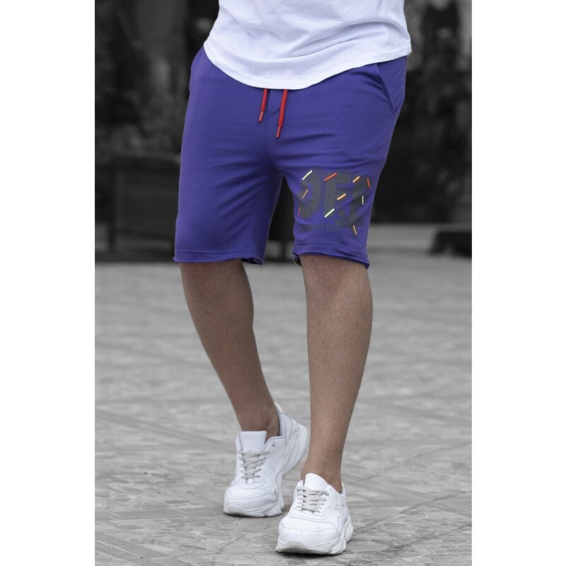 Madmext Printed Men's Purple Shorts 4247