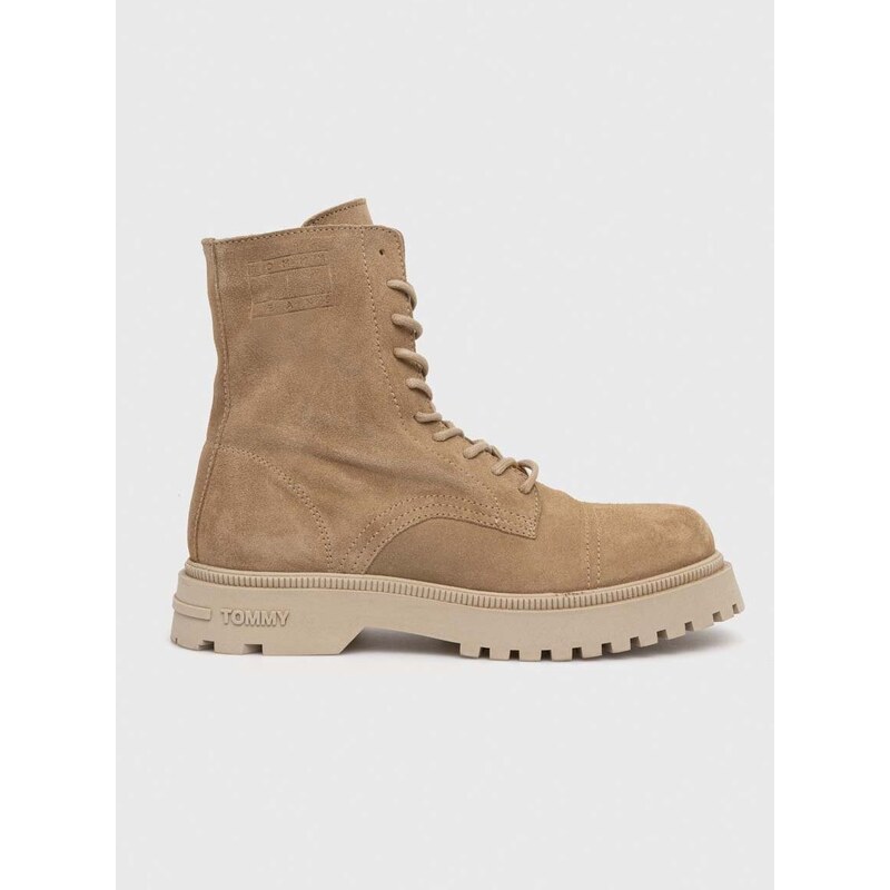 Semišové boty Tommy Jeans TJM CASUAL BOOT SUEDE pánské, béžová barva, EM0EM01336