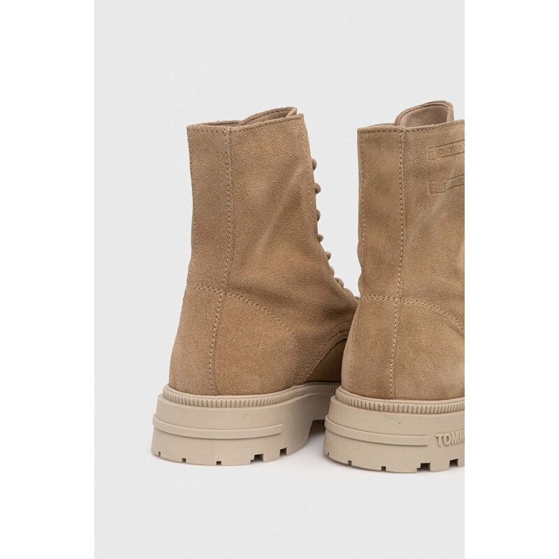 Semišové boty Tommy Jeans TJM CASUAL BOOT SUEDE pánské, béžová barva, EM0EM01336