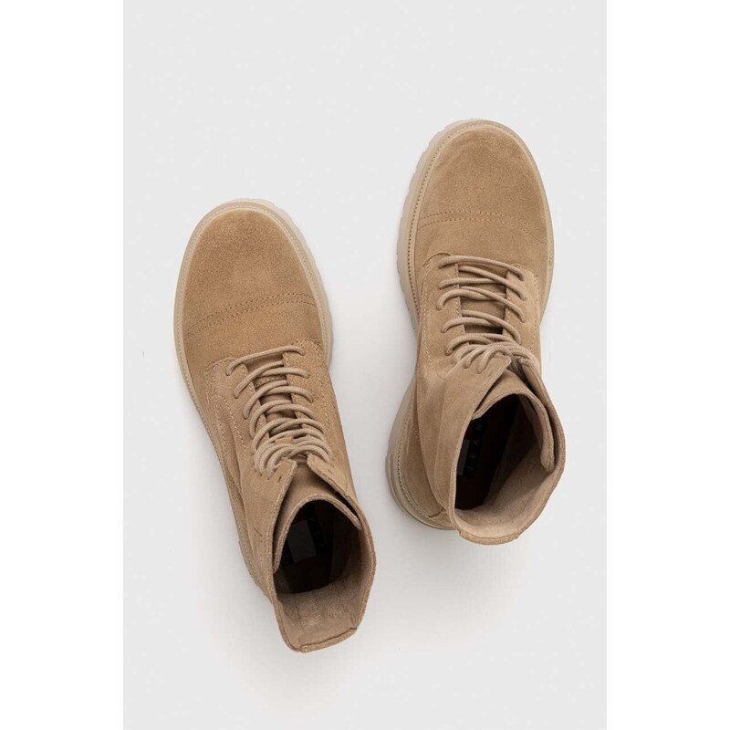 Semišové boty Tommy Jeans TJM CASUAL BOOT SUEDE pánské, béžová barva, EM0EM01336