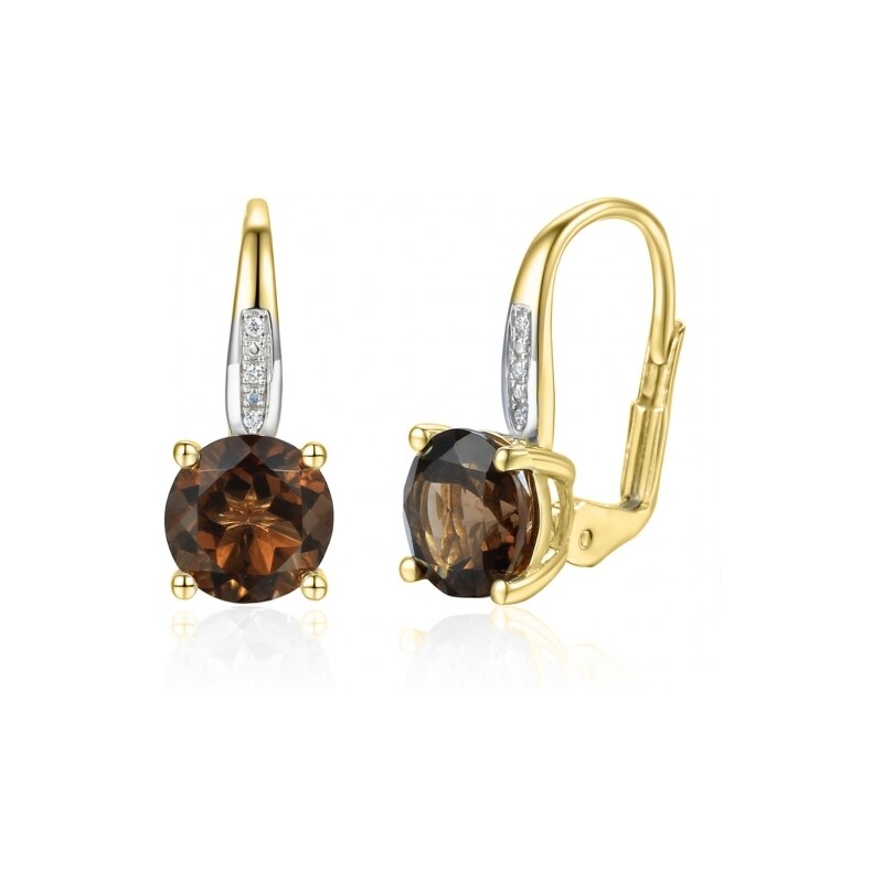 Gems, Visací náušnice Anya, kombinované zlato s brilianty a záhnědou 114852533