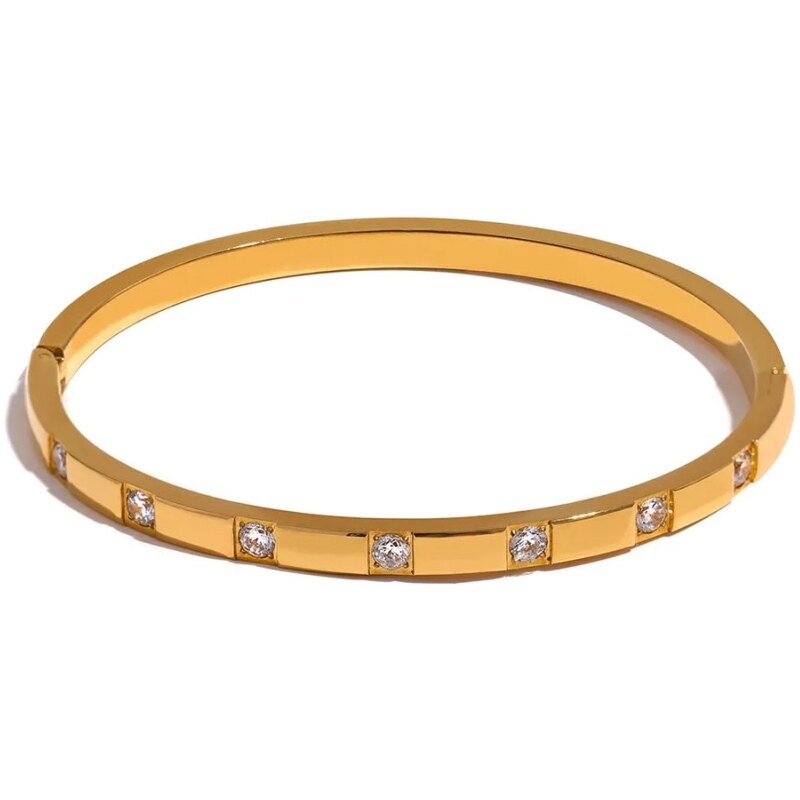 GRACE Jewellery Pevný bangles náramek se zirkony, chirurgická