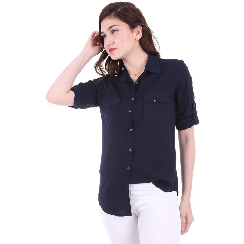 Bigdart 3428 Double Cover Pocket Shirt - Navy Blue