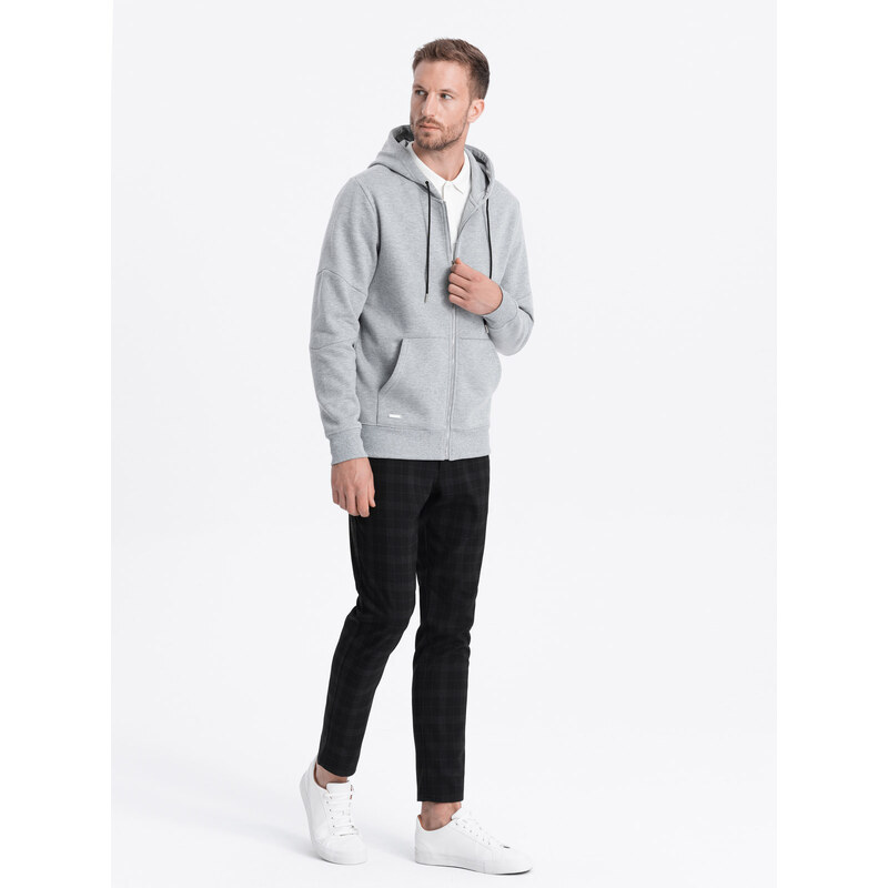 Ombre Men's unbuttoned hooded sweatshirt - grey melange