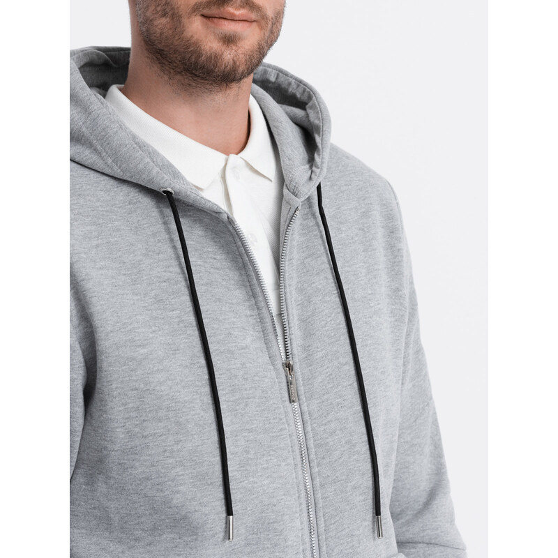 Ombre Men's unbuttoned hooded sweatshirt - grey melange