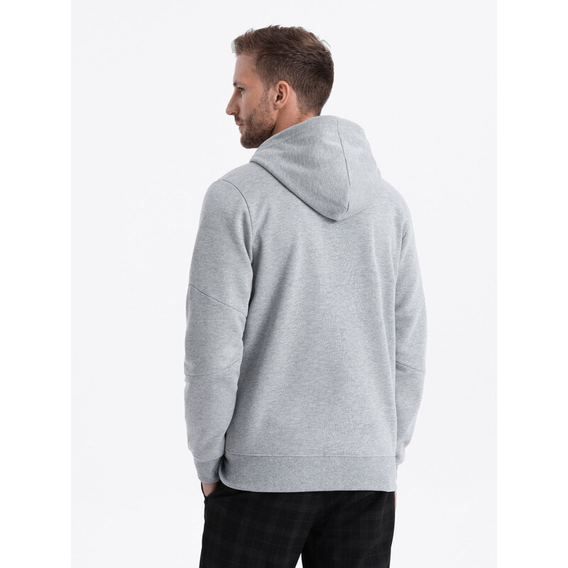 Ombre Men's unbuttoned hooded sweatshirt - grey melange