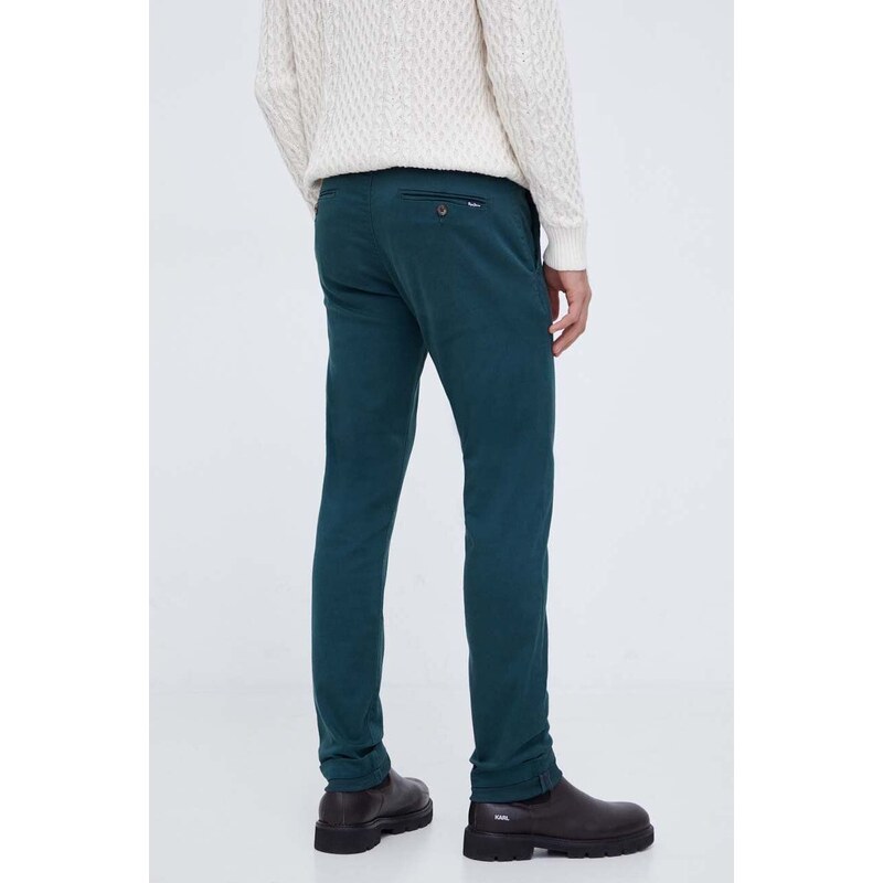 Kalhoty Pepe Jeans pánské, zelená barva, ve střihu chinos