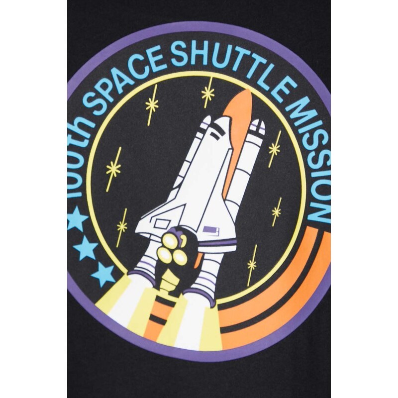 Bavlněné tričko Alpha Industries Space Shuttle T černá barva, s potiskem, 176507.556