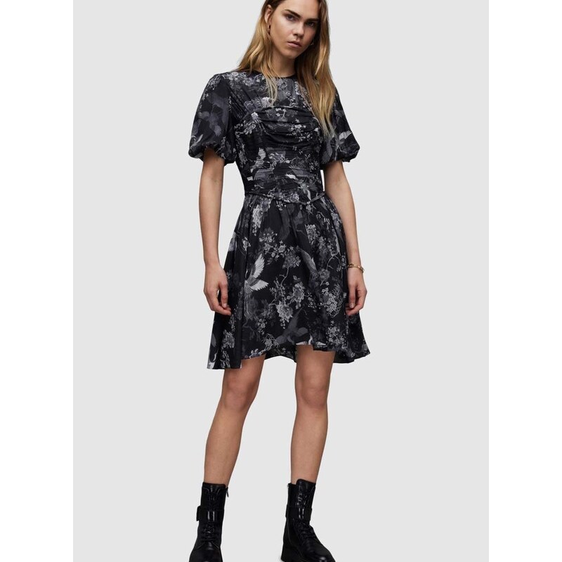 Šaty AllSaints ALI PEGGY DRESS černá barva, mini