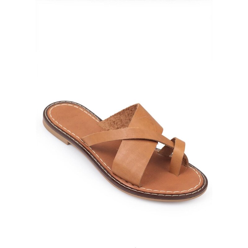 Capone Outfitters Capone 888 Women's Slippers with Genuine Leather Bodrum Ginger