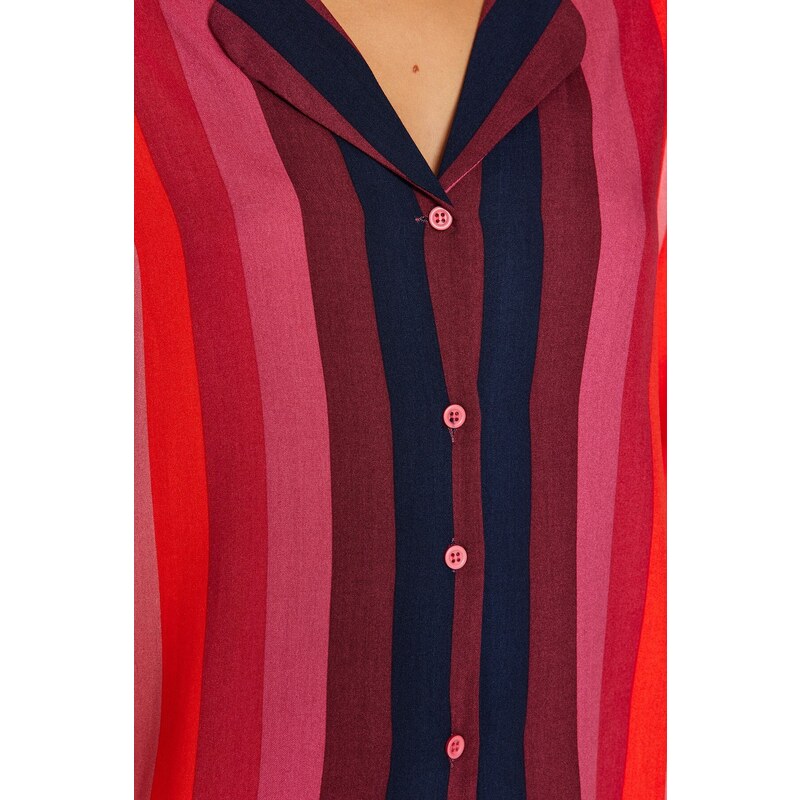 Trendyol Multicolored Striped Shirt-Pants Viscose Woven Pajamas Set