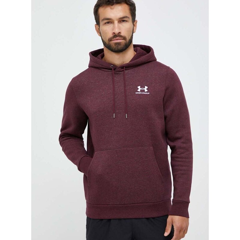 Mikina Under Armour pánská, vínová barva, s kapucí, s potiskem, 1373880