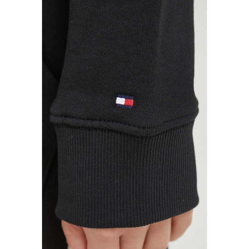 Bavlněné šaty Tommy Hilfiger černá barva, mini, oversize