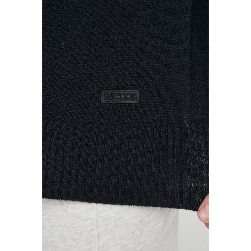 Vlněný svetr Calvin Klein pánský, černá barva, lehký
