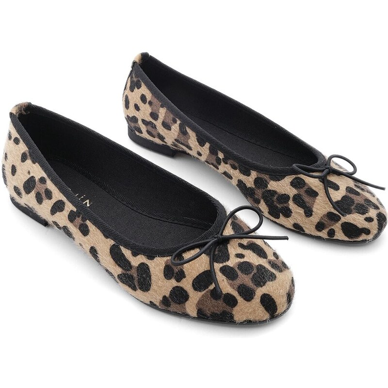 Marjin Women's Daily Flats Metallic Round Toe Ballerina Flats Adusa Leopard.