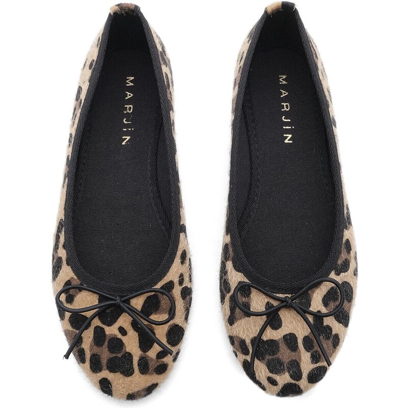 Marjin Women's Daily Flats Metallic Round Toe Ballerina Flats Adusa Leopard.