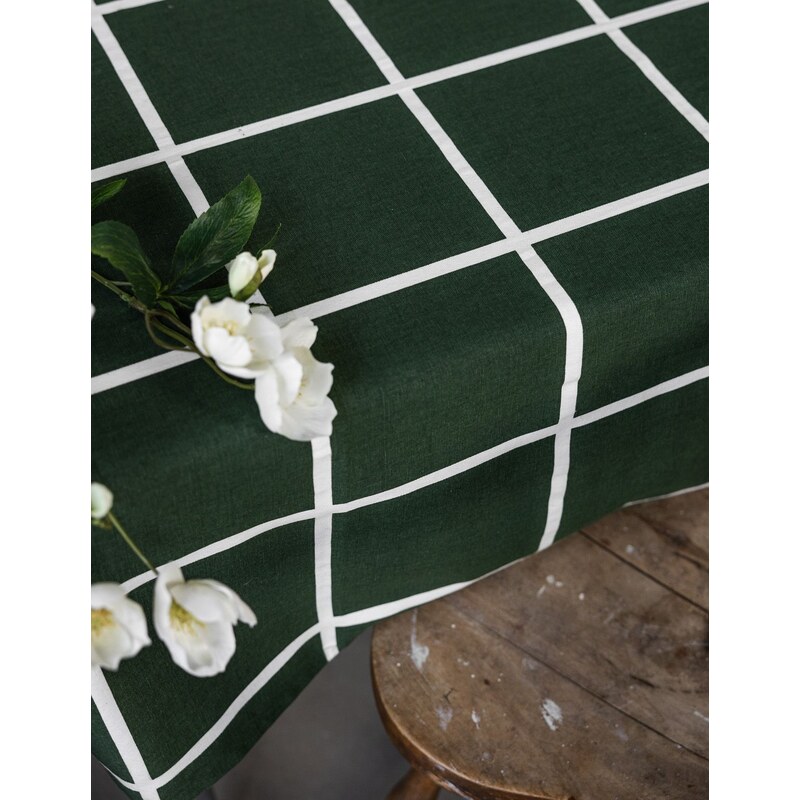 Storefactory Bavlněný ubrus Green Checkered 250 x 140 cm