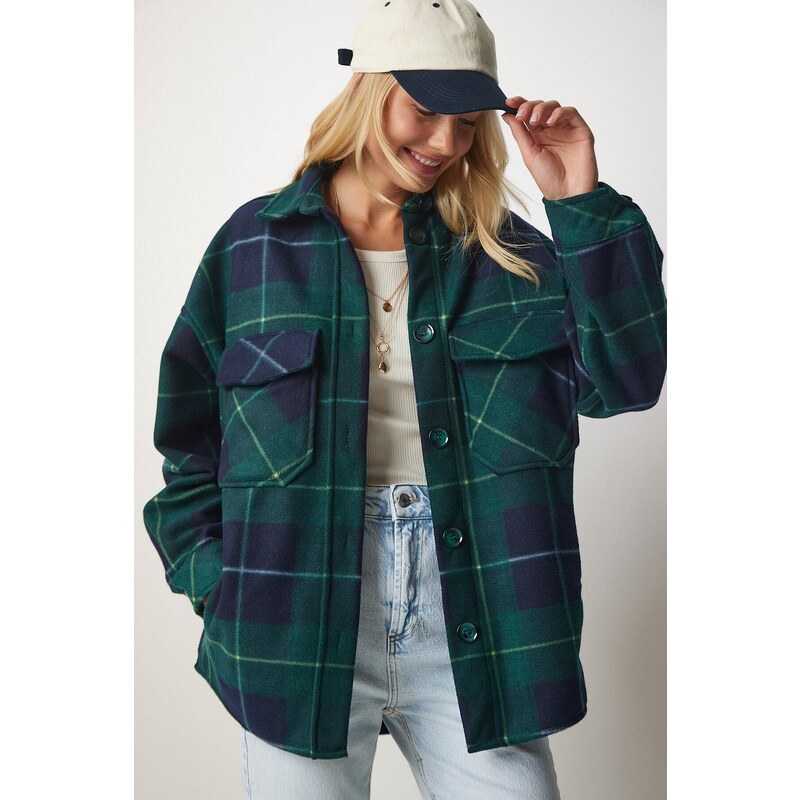 Happiness İstanbul Dámská bunda Emerald Lumberjack Fleece Shirt Jacket