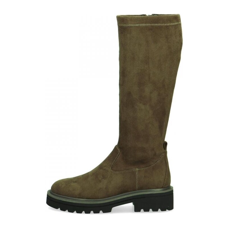 Caprice kozačky 25607 khaki stretch 85293484