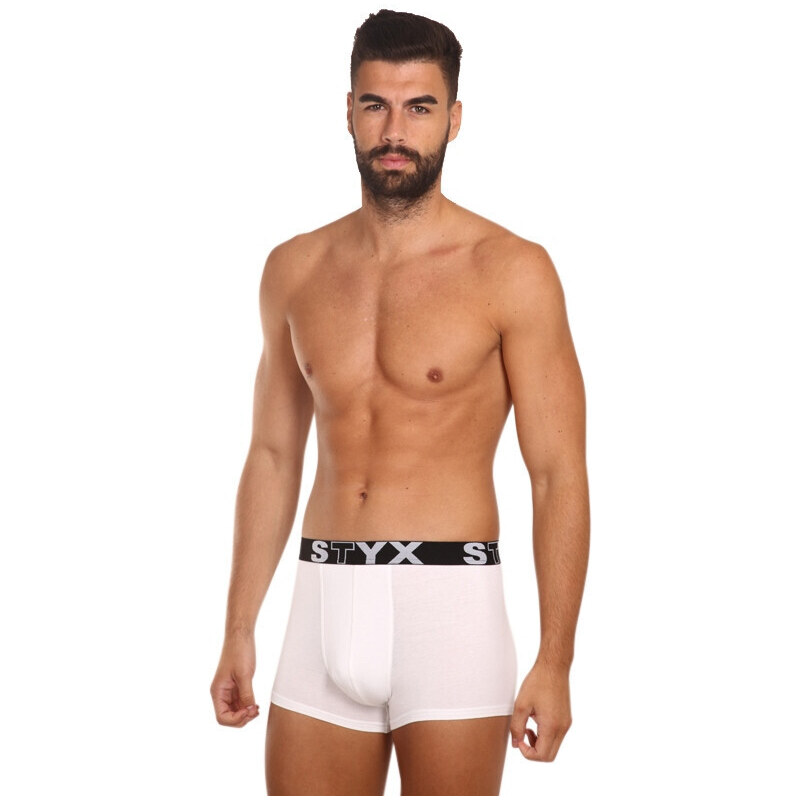 3PACK pánské boxerky Styx sportovní guma bílé (3G1061)