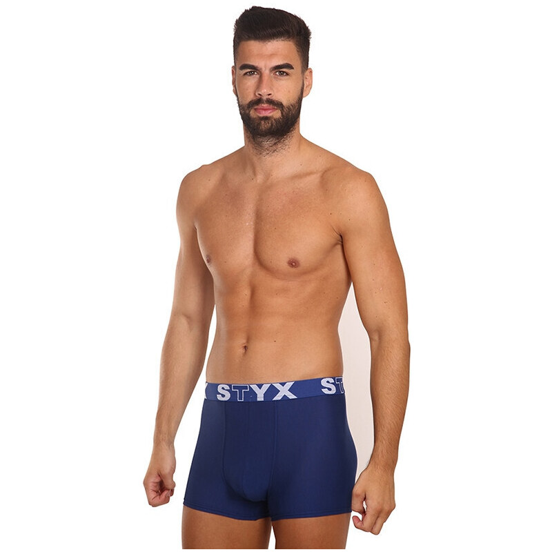 3PACK pánské boxerky Styx sportovní guma tmavě modré (3G968)