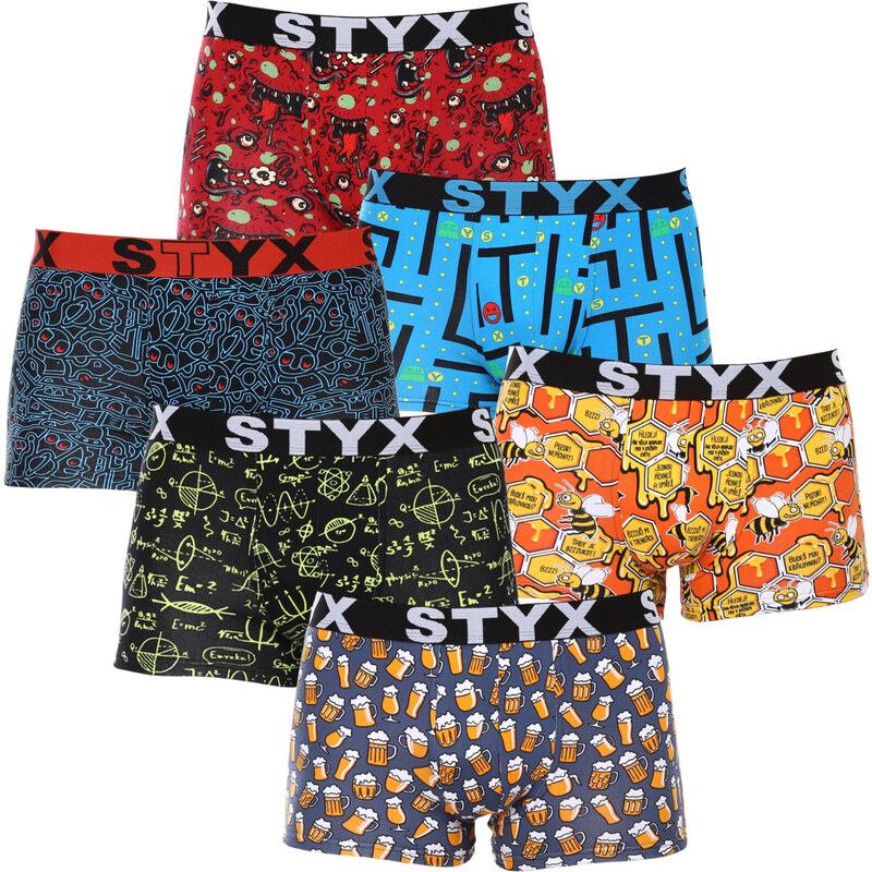 6PACK pánské boxerky Styx art sportovní guma vícebarevné (6G12697124)