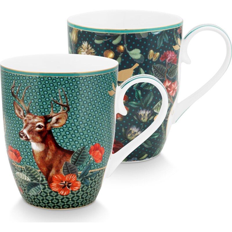 Pip Studio set 2 hrnků Winter Wonderland s jelenem, 350 ml