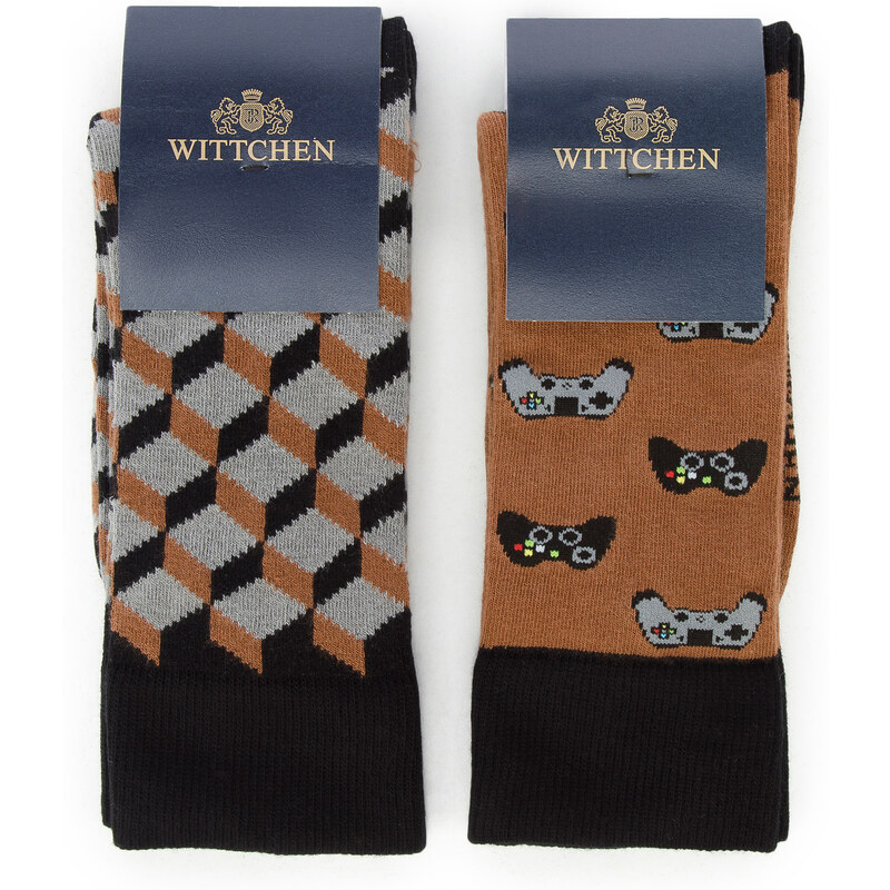 Pánské ponožky - sada Wittchen, hnědo-černá, bavlna