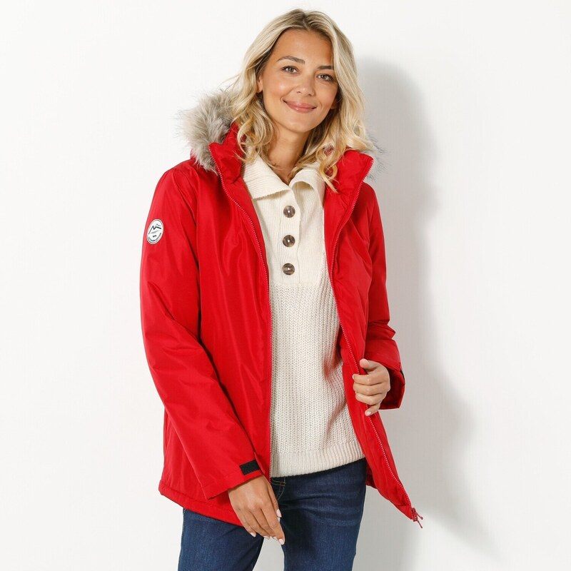 Blancheporte Nepromokava parka na zip s odepinaci kapuci ervena GLAMI.cz