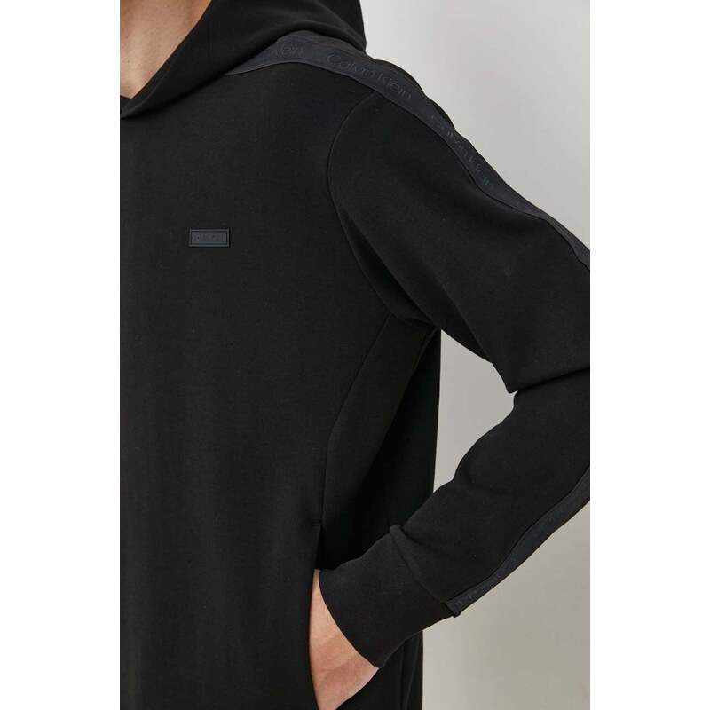 Mikina Calvin Klein pánská, černá barva, s kapucí, s aplikací