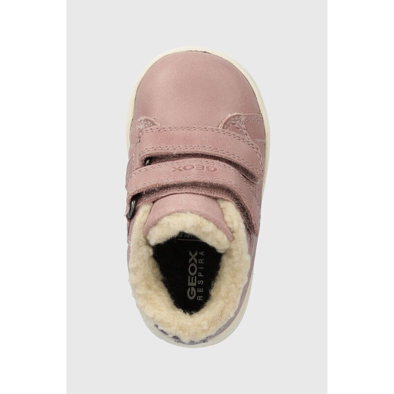 Dětské kožené boty Geox růžová barva