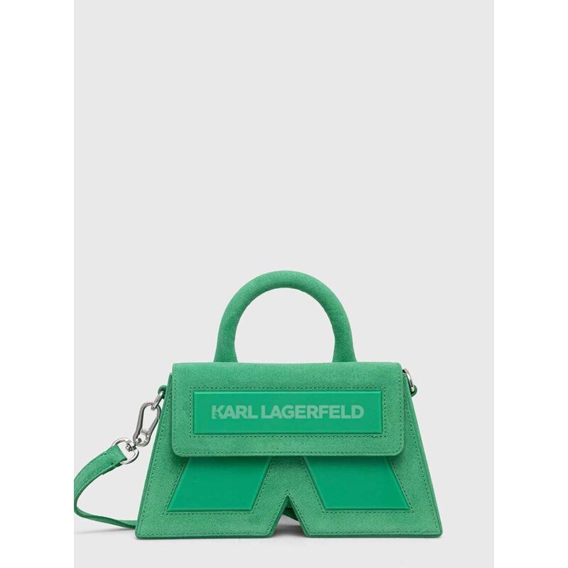 Semišová kabelka Karl Lagerfeld zelená barva