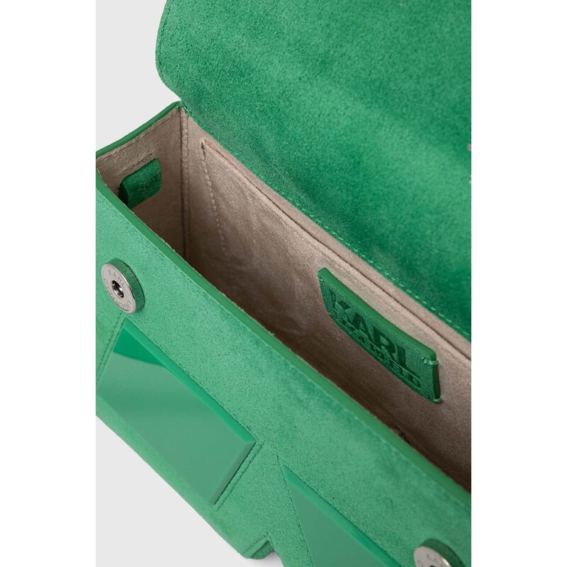 Semišová kabelka Karl Lagerfeld zelená barva