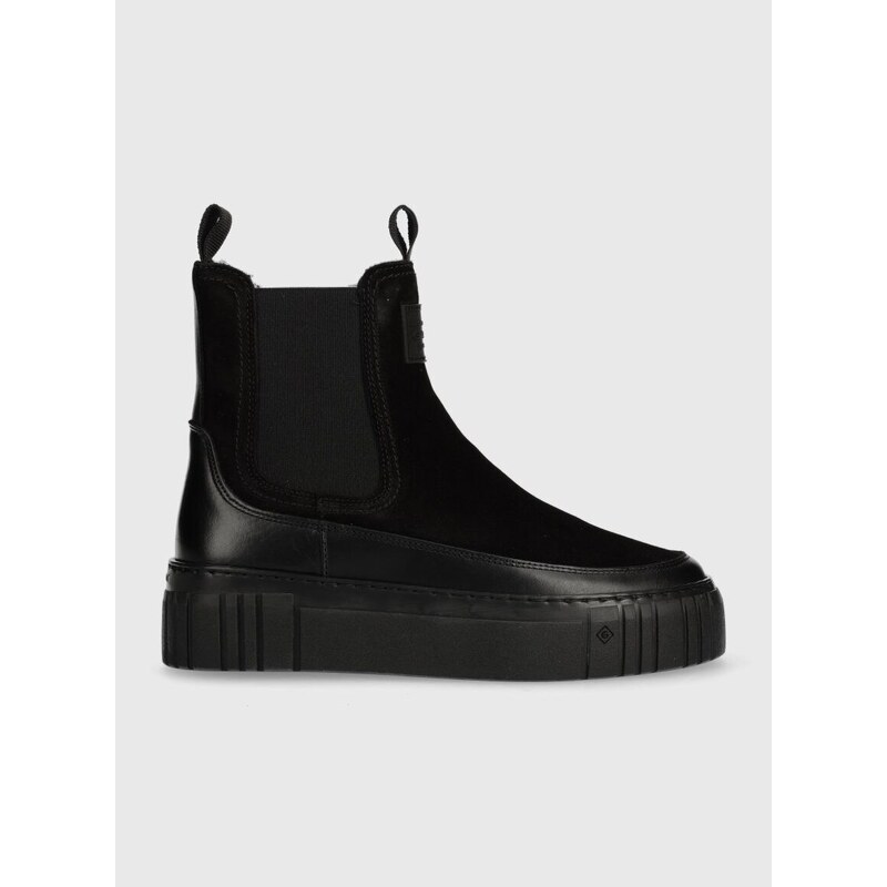 Semišové boty Gant Snowmont dámské, černá barva, na platformě, zateplené,  27553371.G00 - GLAMI.cz