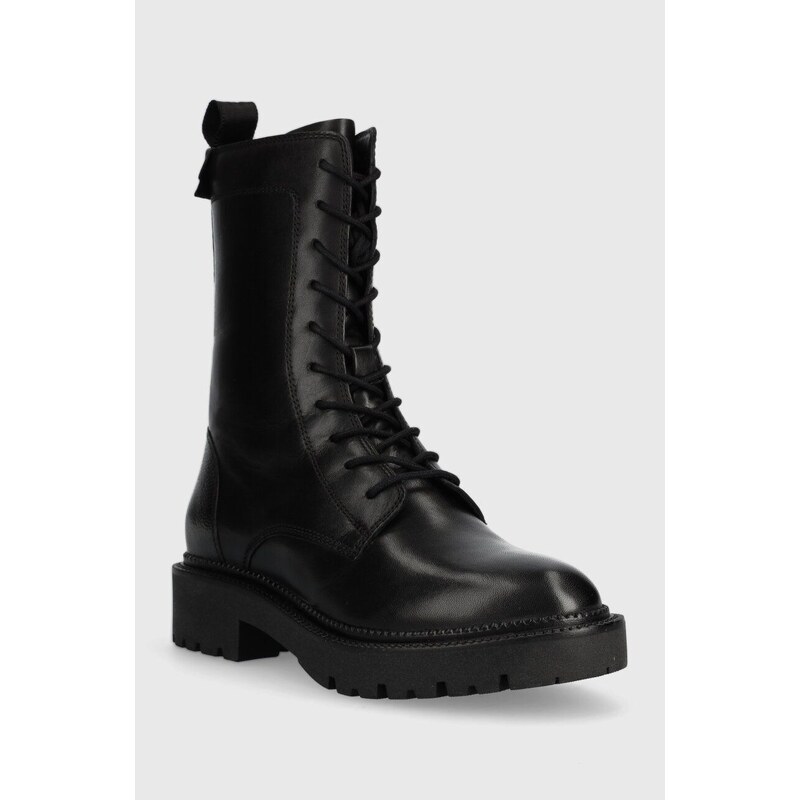 Kožené kotníkové boty Gant Kelliin dámské, černá barva, na plochém podpatku, lehce zateplené, 27541350.G00