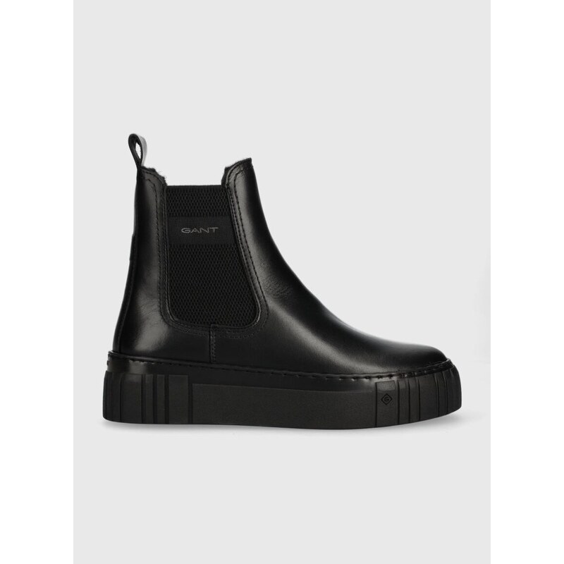 Kožené kotníkové boty Gant Snowmont dámské, černá barva, na platformě,  zateplené, 27551372.G00 - GLAMI.cz