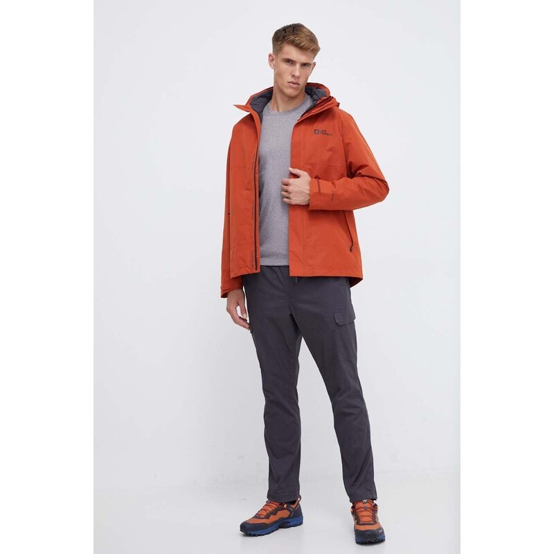 Sportovní bunda Jack Wolfskin Luntal 3in1 oranžová barva