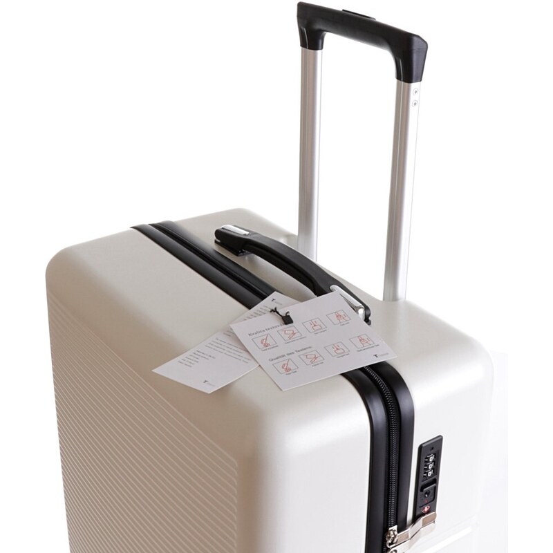 Střední cestovní kufr T-class 2219, bílá, L, 60 l, 65 x 44 x 25 cm